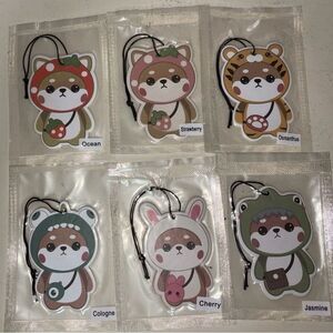 Cute Character Air‎ Freshener Pack - Strawberry, Bunny, Tiger & More